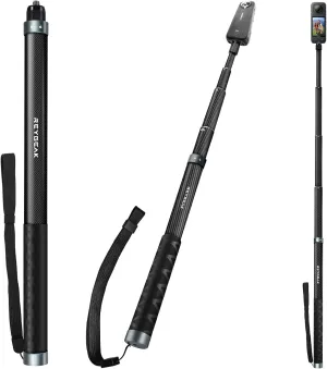 REYGEAK 59 Inch Invisible Selfie Stick for Insta360 X4,Extension Selfie Pole with 1/4 Screw,Carbon Fiber Waterproof Long Monopod for Insta360 X4/X3/X2/ONE/ONE RS/ONE X.