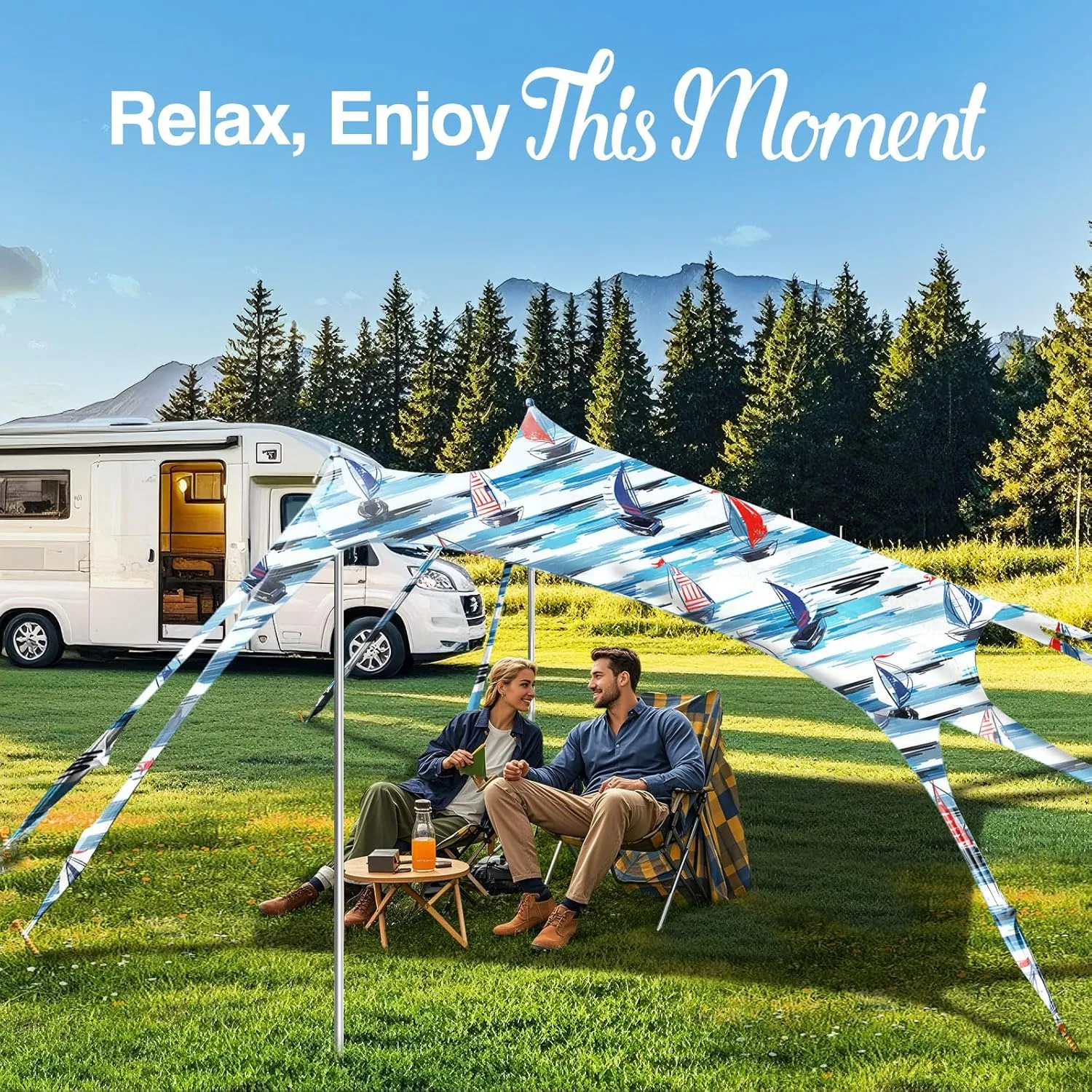 Rhino Valley Beach Tent Sun Shelter, Beach Canopy Tent Sun Shade UPF50  Protection with 8 Sandbags 4 Stability Poles, Outdoor Beach Shade Canopy for Beach, Camping, Fishing