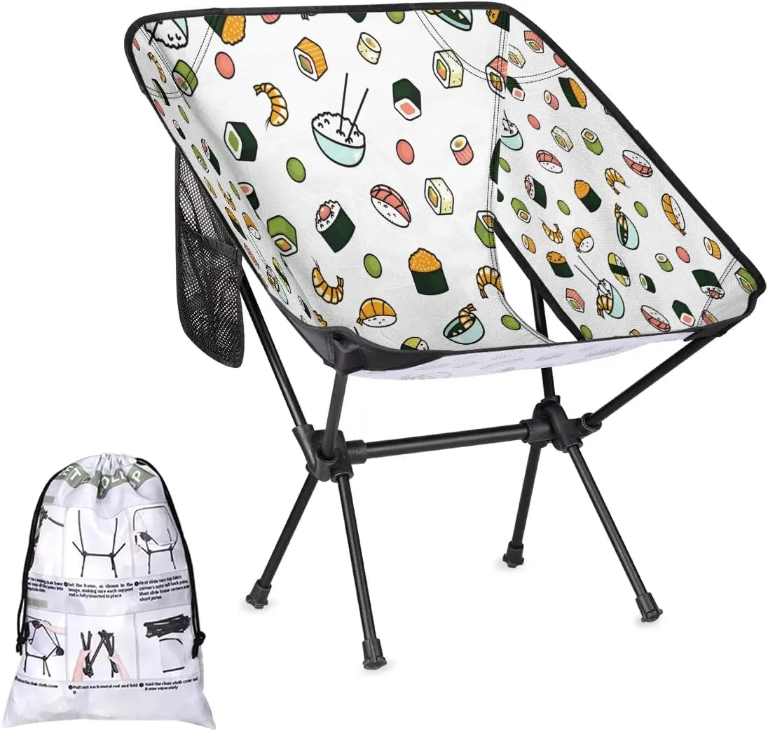 Rice Bowl Camping Chairs for Adults Ultralight Folding Chairs Outside Portable Camp Backpacking Chair with Side Pocket Storage Bag Compact Beach Chairs for Hiking Fishing