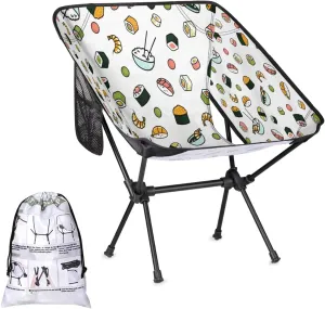 Rice Bowl Camping Chairs for Adults Ultralight Folding Chairs Outside Portable Camp Backpacking Chair with Side Pocket Storage Bag Compact Beach Chairs for Hiking Fishing