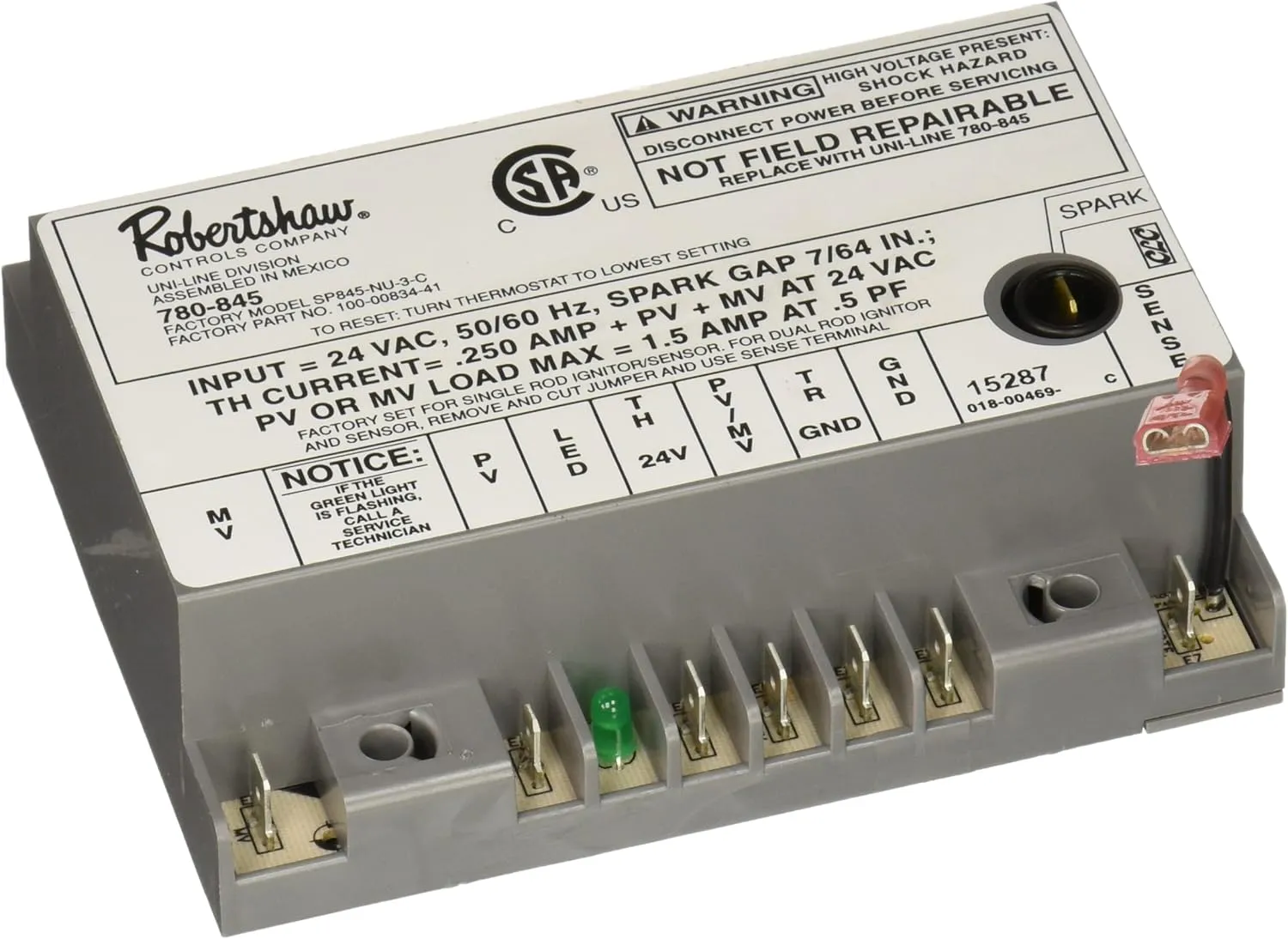 Robertshaw 780-845 Ignition Module, Intermittent Pilot, 24V