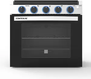 RV 3-Burner Drop-In Gas Range 21" | Black with Stainless Steel Accents | Stylish LED Knobs | Easy-Clean Oven | Propane-Powered | CSA Certified | GR-21BTC