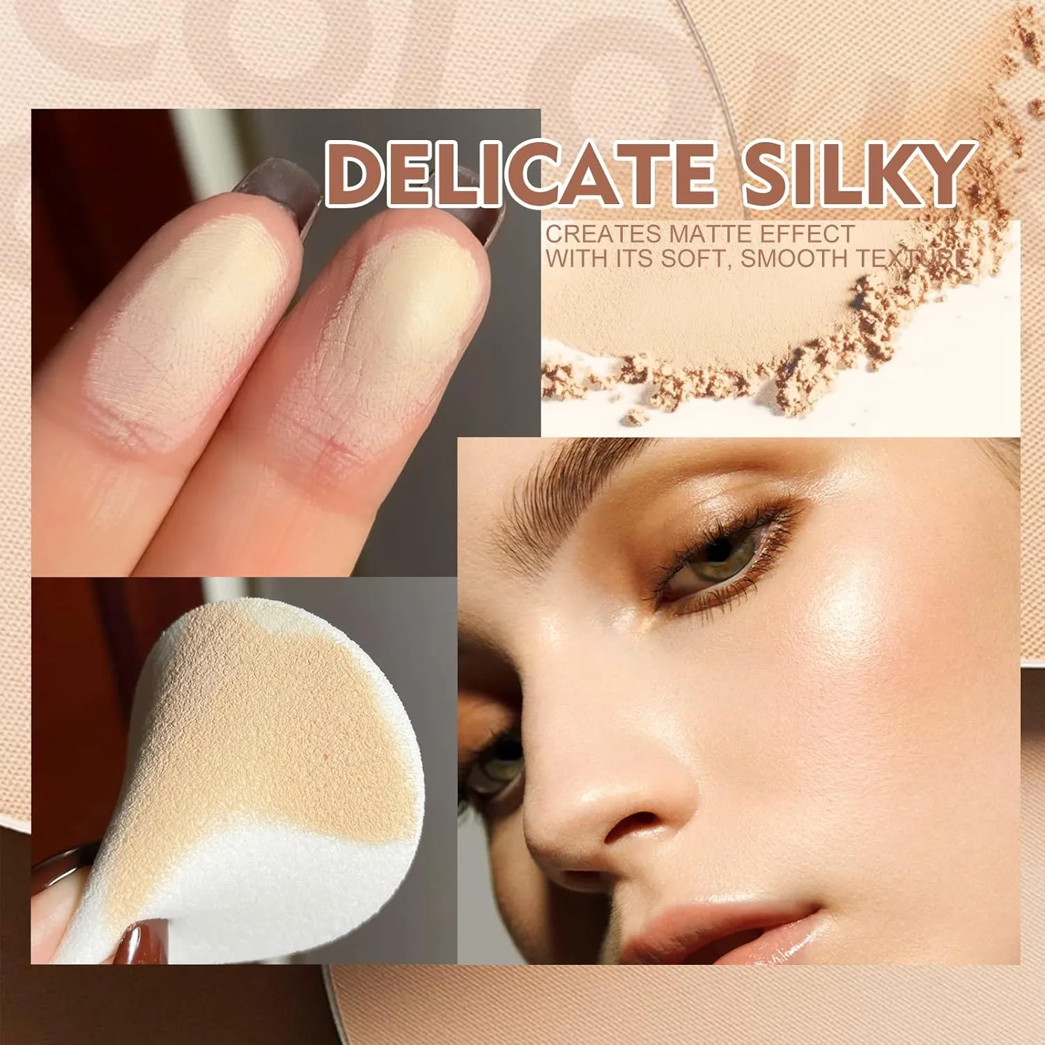 SACE LADY Face Powder Waterproof Sets Makeup, Controls Shine, Smooth Fine Lines for Flawless Lightweight Finish, Long Lasting Matte Compact Setting Powder Cosmetics Cruelty-free, 0.35oz (#03)