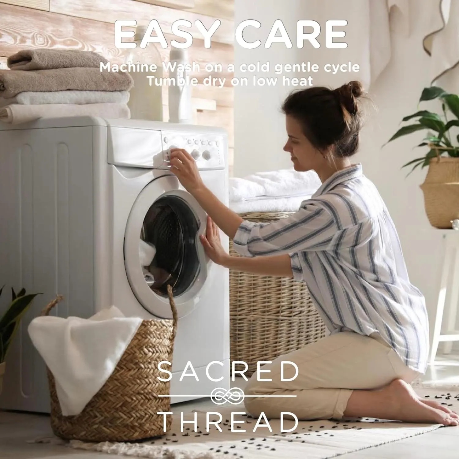 Sacred Thread Memory Foam Knee Pillow for Side Sleepers with Rayon Derived from Bamboo Cover, 9”x7”x6” Leg Pillow for Side Sleeping Support, Knee Wedge Pillow for Body Pain,