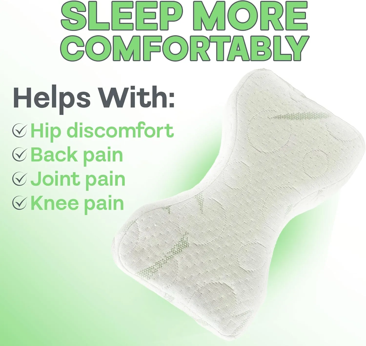 Sacred Thread Memory Foam Knee Pillow for Side Sleepers with Rayon Derived from Bamboo Cover, 9”x7”x6” Leg Pillow for Side Sleeping Support, Knee Wedge Pillow for Body Pain,