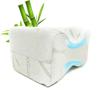 Sacred Thread Memory Foam Knee Pillow for Side Sleepers with Rayon Derived from Bamboo Cover, 9”x7”x6” Leg Pillow for Side Sleeping Support, Knee Wedge Pillow for Body Pain,