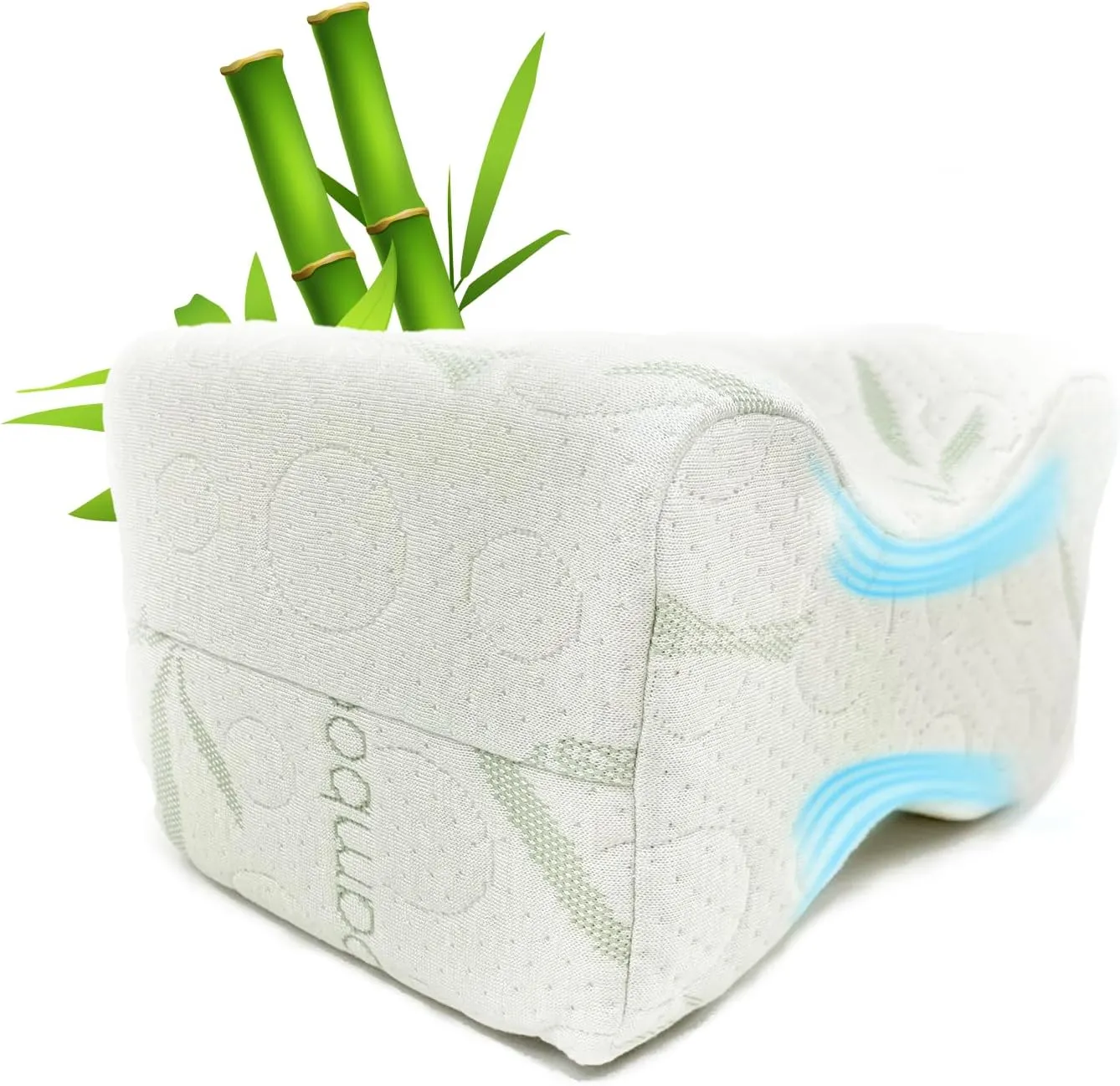 Sacred Thread Memory Foam Knee Pillow for Side Sleepers with Rayon Derived from Bamboo Cover, 9”x7”x6” Leg Pillow for Side Sleeping Support, Knee Wedge Pillow for Body Pain,