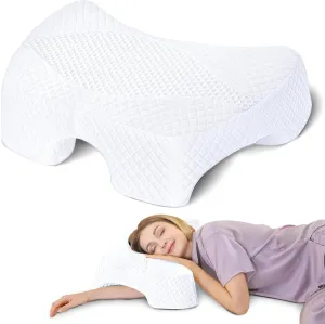 SAHEYER Side Sleeper Pillow with Arm Hole, Memory Foam Pillow for Neck and Shoulder, Multi-Angle Armholes Pillow for Many Sleeping Positions, Ergonomic Orthopedic Support Pillow (White)