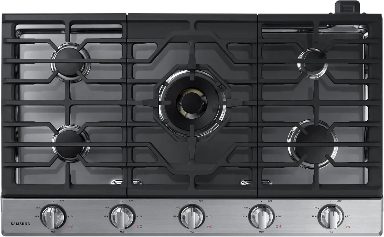 SAMSUNG 36" Built In Smart Gas Cooktop with 22K BTU Dual Power Burner, 5 Burners, Stainless Steel, NA36N7755TS/AA