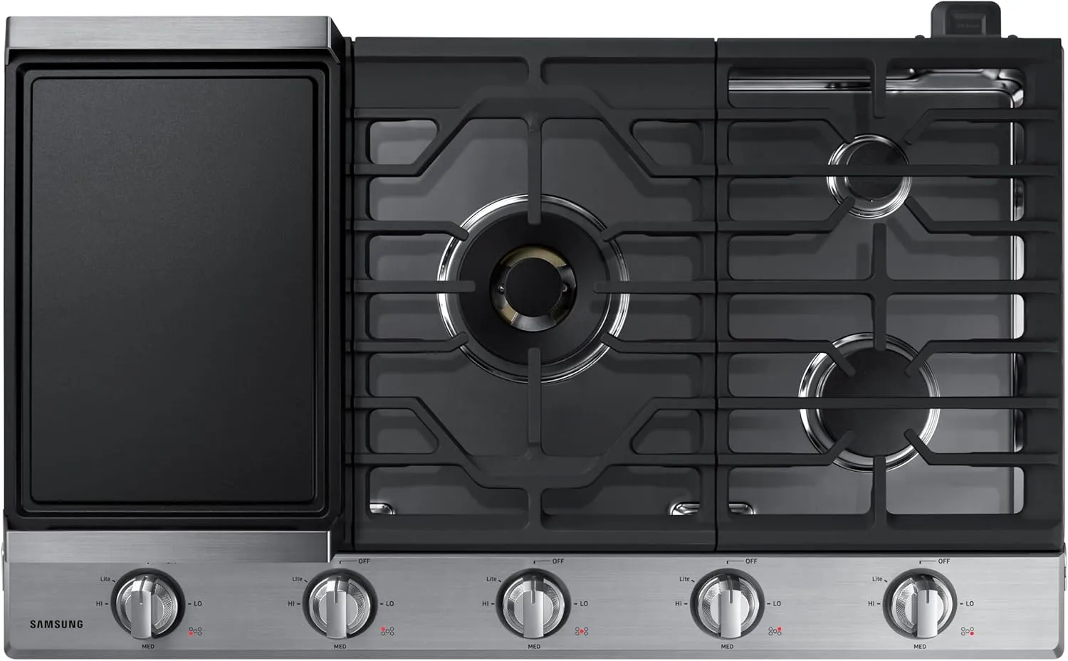 SAMSUNG 36" Built In Smart Gas Cooktop with 22K BTU Dual Power Burner, 5 Burners, Stainless Steel, NA36N7755TS/AA