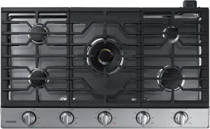 SAMSUNG 36" Built In Smart Gas Cooktop with 22K BTU Dual Power Burner, 5 Burners, Stainless Steel, NA36N7755TS/AA