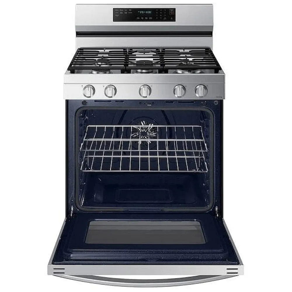 Samsung NX60A6711SS - NX60A6711SS/AA Gas Range, 30 inch Exterior Width, Self Clean, Convection, 5 Burners, 6.0 cu. ft. Capacity, Storage Drawer, Air Fry, 1 Ovens, Stainless Steel color True European Convection