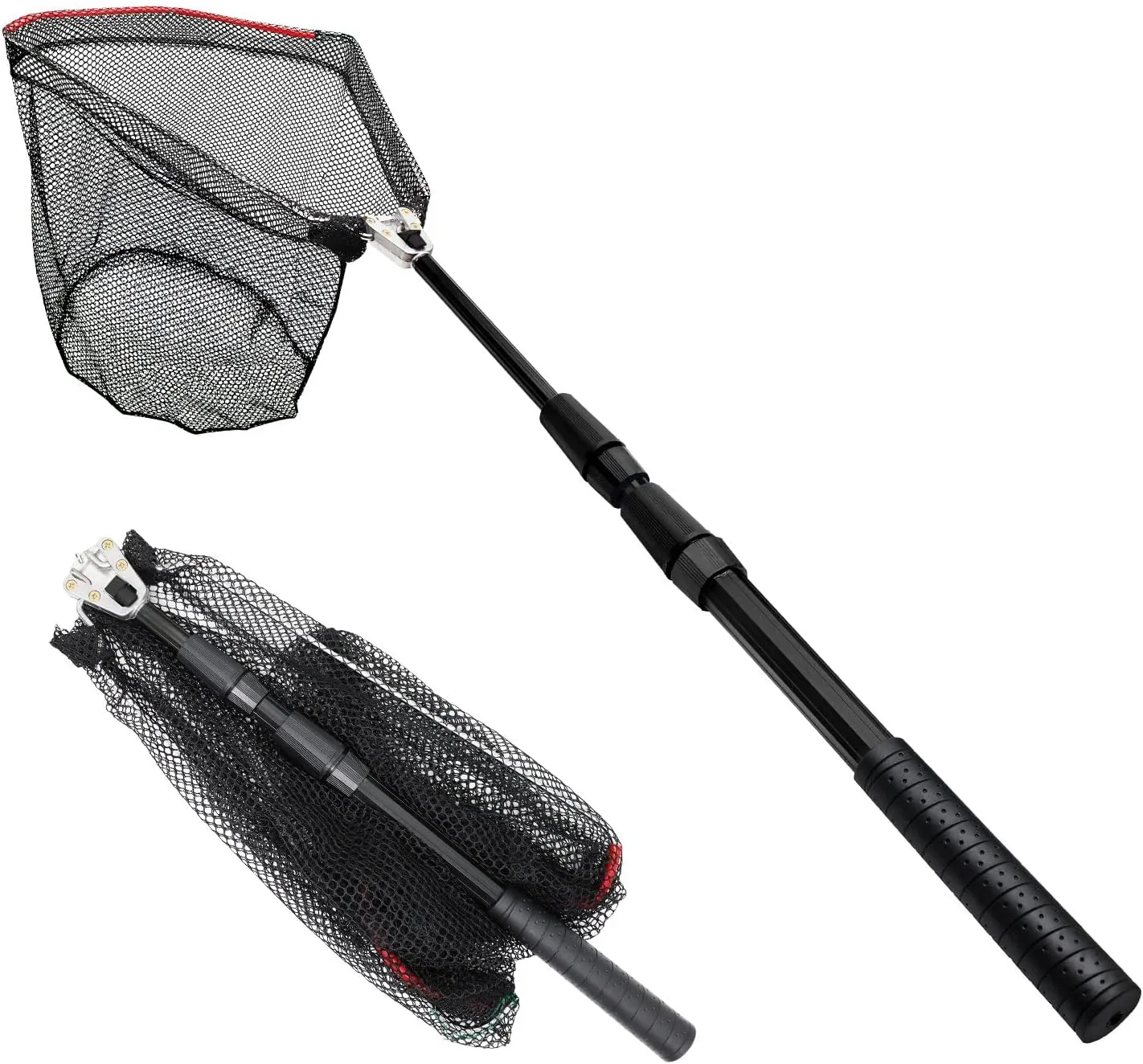 SAN LIKE Fishing Net Fish Landing Net Collapsible Fish Net with Anti-Slip Telescoping Rubber Pole Handle for Kids Adults in Saltwater Freshwater Multi-Size Extending to 37/42/43/51/69/71/89/98inch