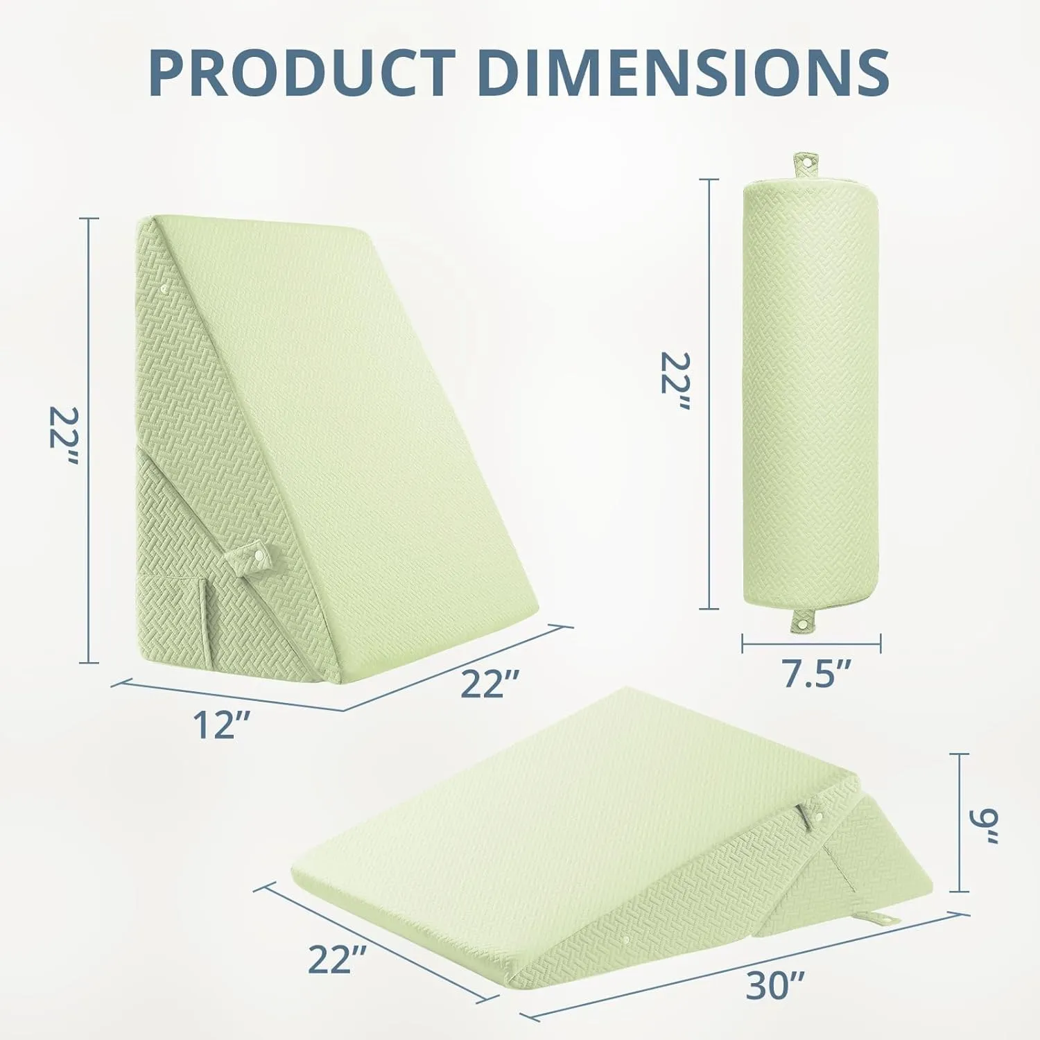 Sasttie Wedge Pillow Set for After Surgery, Adjustable Bed Wedge Pillow Headboard with Orthopedic Memory Foam Neck Cushion – for Acid Reflux, Sleeping, Neck & Back Support, Sage