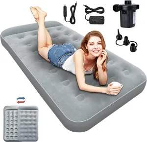 SAYGOGO Camping Air Mattress Travel Bed Sleeping Pad - Leak Proof Inflatable Mattress with Thickened Surface Built-in Pillow Air Bed for Home Camping SUV Truck RV Tent Grey