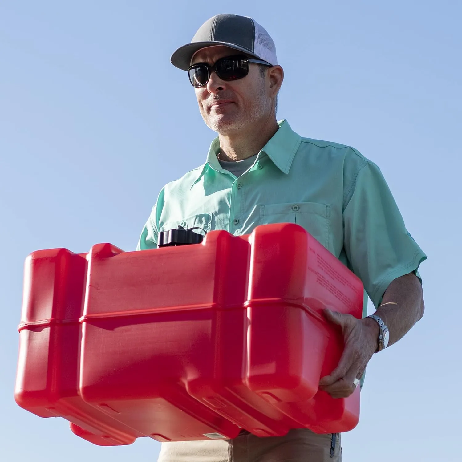 Scepter 12 Gallon Portable Marine Gas Can, Large Capacity Boat Fuel Tank, 2-Way Vented Cap, Built-In Fuel Gauge & Pick-Up, Handles, EPA & CARB Compliant, Tall Profile, 22.9"L x 14.3"W x 13.9"H (08668)