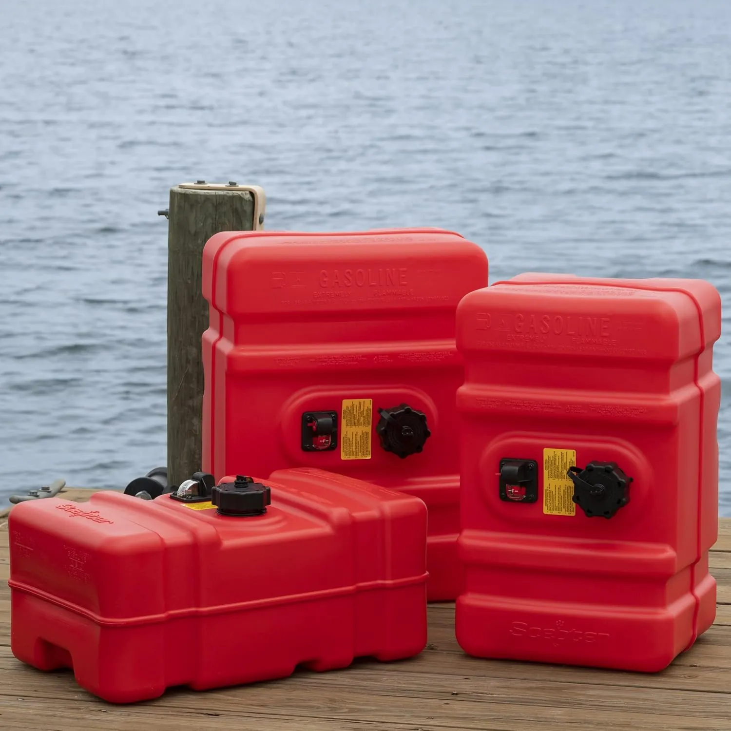 Scepter 12 Gallon Portable Marine Gas Can, Large Capacity Boat Fuel Tank, 2-Way Vented Cap, Built-In Fuel Gauge & Pick-Up, Handles, EPA & CARB Compliant, Tall Profile, 22.9"L x 14.3"W x 13.9"H (08668)