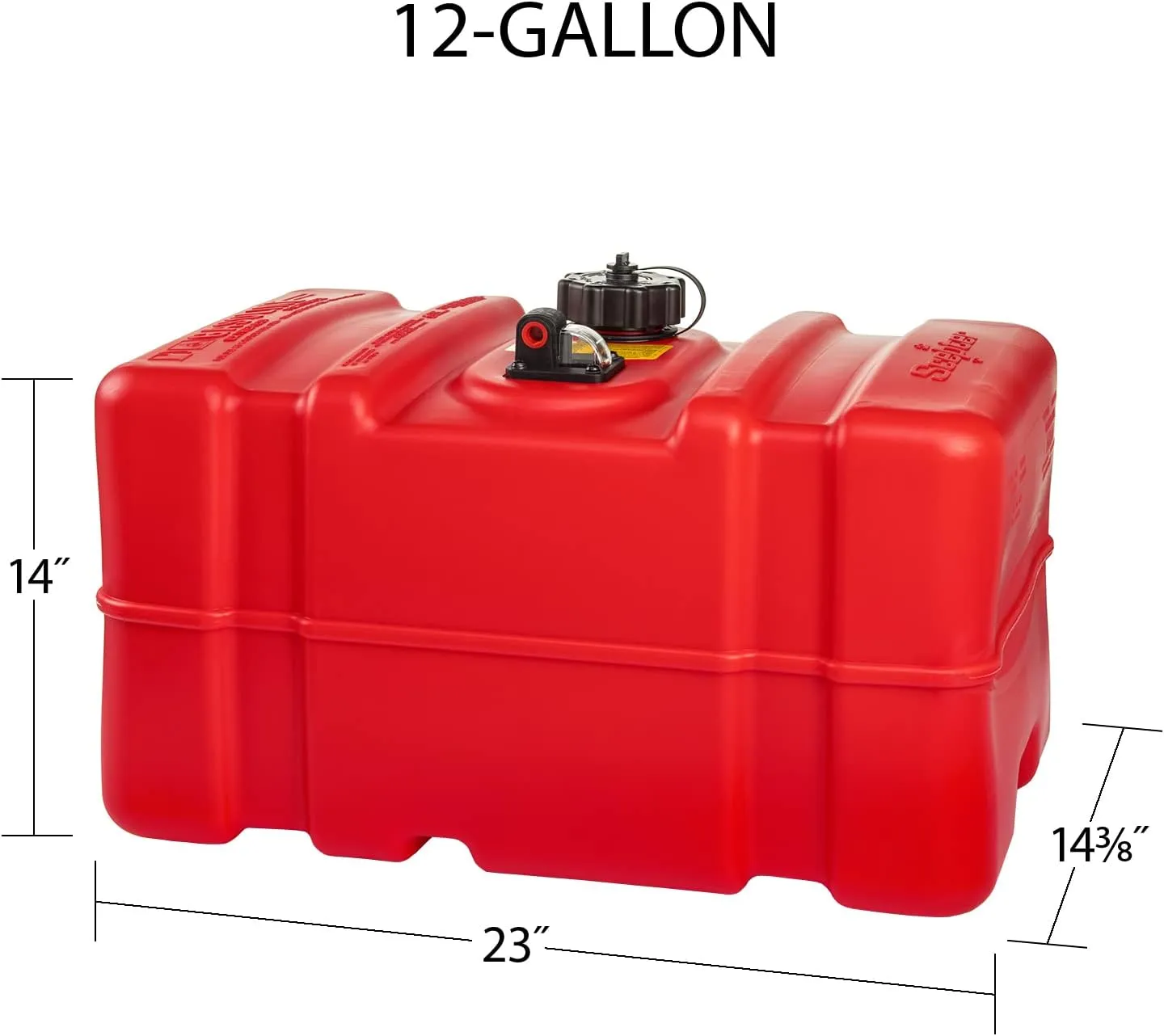 Scepter 12 Gallon Portable Marine Gas Can, Large Capacity Boat Fuel Tank, 2-Way Vented Cap, Built-In Fuel Gauge & Pick-Up, Handles, EPA & CARB Compliant, Tall Profile, 22.9"L x 14.3"W x 13.9"H (08668)