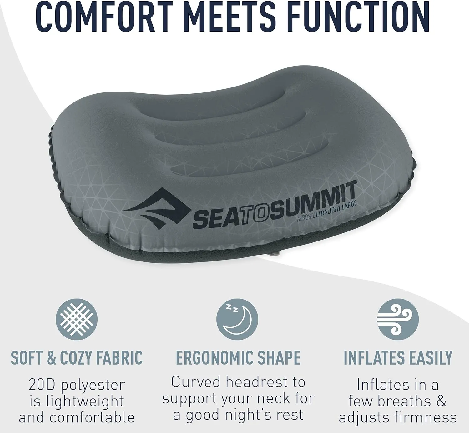 Sea to Summit Aeros Ultralight Inflatable Camping and Travel Pillow, Large (17.3 x 12.6), Sea Foam