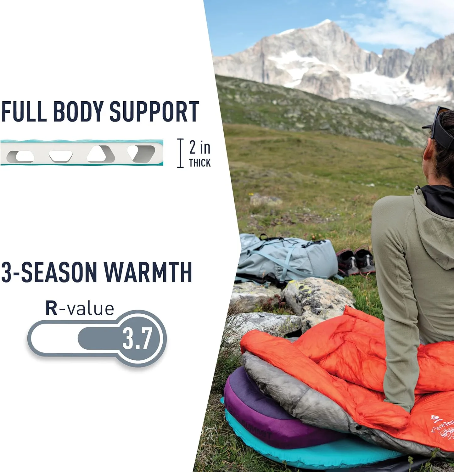 Sea to Summit Comfort Light Self-Inflating Foam Sleeping Pad for Camping and Backpacking, Women's Large (72 x 23 x 2 inches)