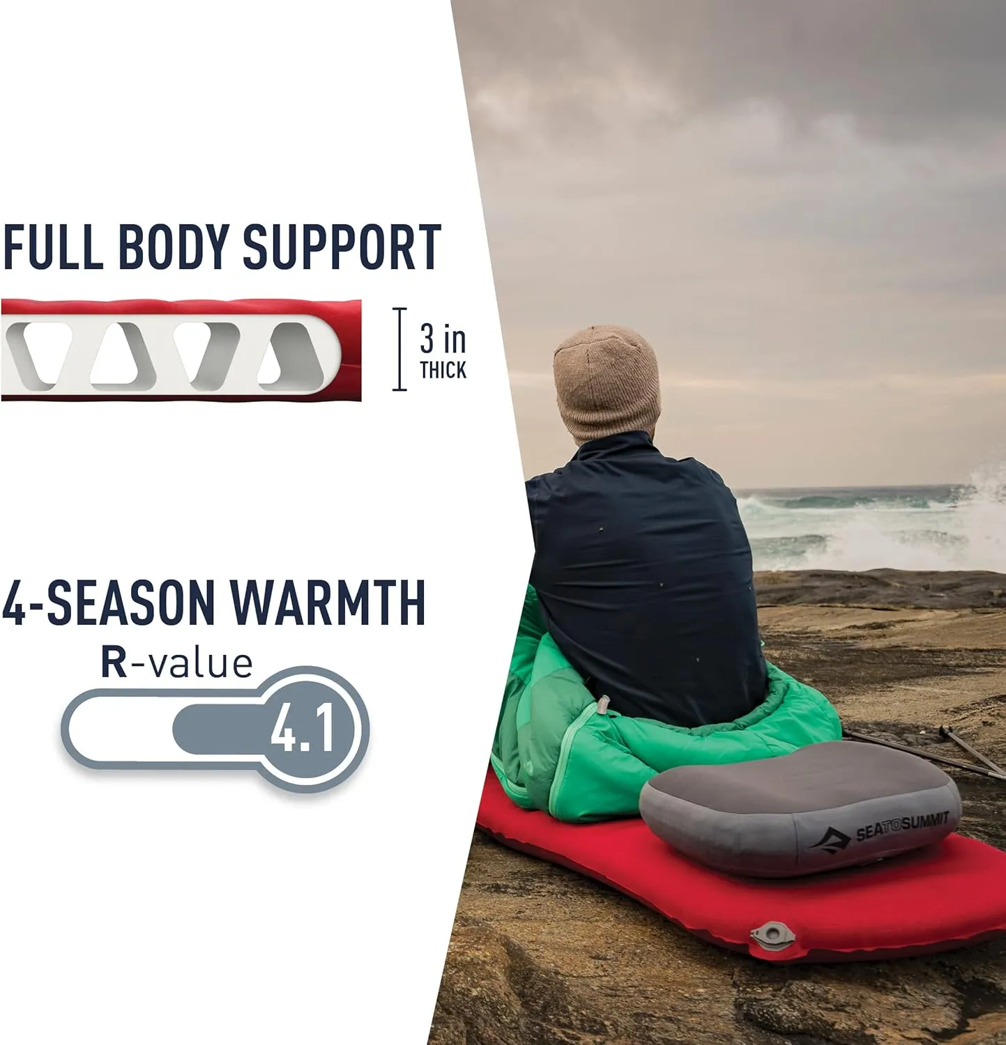 Sea to Summit Comfort Plus Self-Inflating Foam Sleeping Pad for Camping