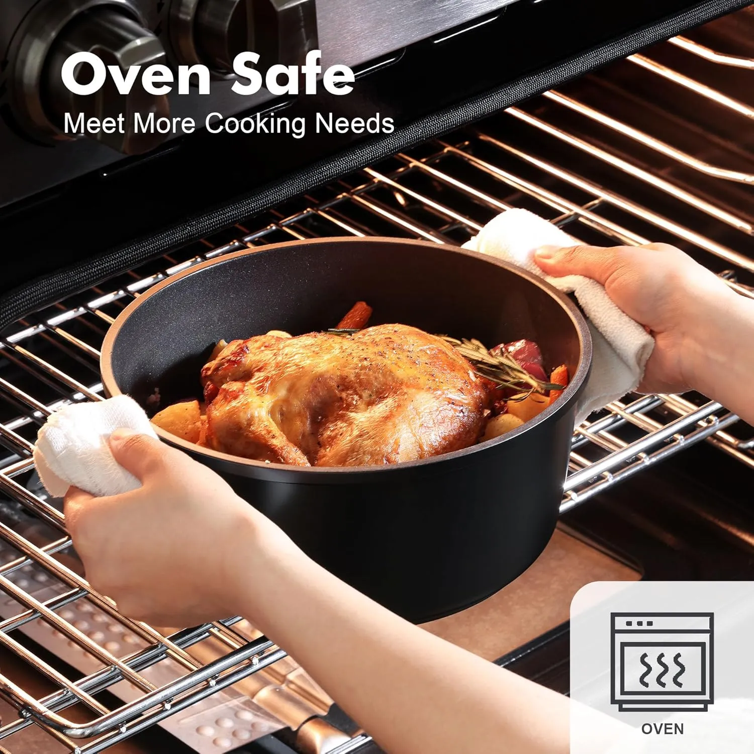 SENSARTE Nonstick Cookware Set Pots and Pans Set Kitchen Non-toxic Cooking Set, Dishwasher & Oven Safe, Induction Compatible, PFOA/PFOS Free, 15pcs, Black