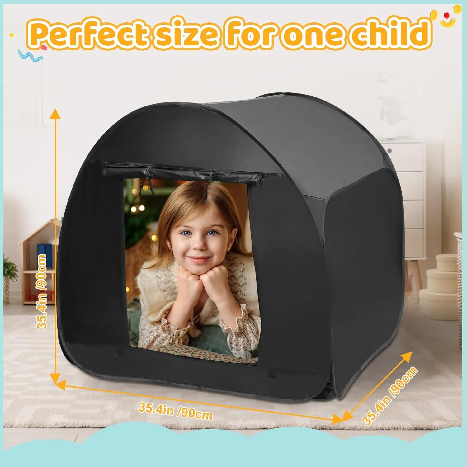 Sensory Tent for Kids 35.4 * 35.4 * 35.4 in - Portable Pop-up Play Tent for Calming Down & Improving Focus - Ideal for Children with Autism, ADHD, & Sensory Processing Disorder (SPD)