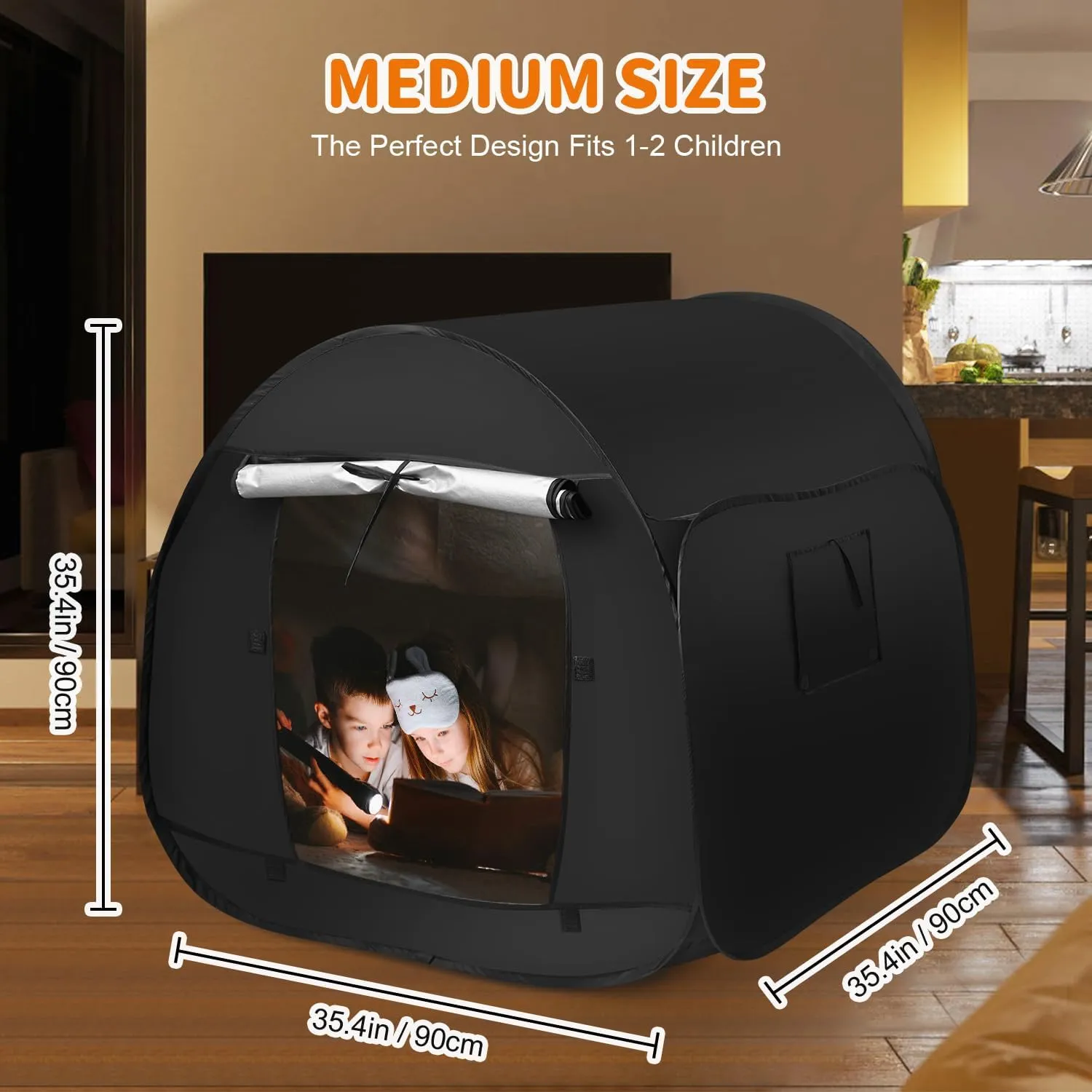 Sensory Tent for Kids with Autism - Calming Tent for Kids 5-7 Or Children 8-12, Reduce Anxiety & Improve Focus, Portable Pop-Up Blackout & Hideout (Medium Size)