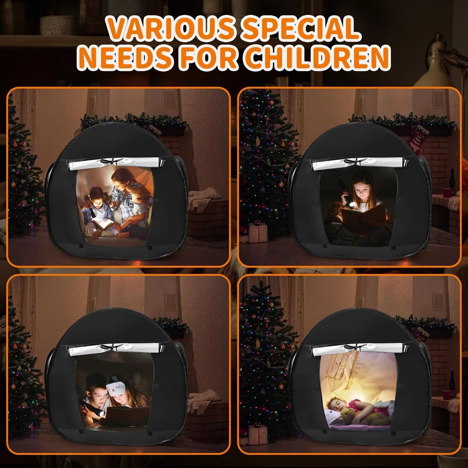 Sensory Tent for Kids with Autism - Calming Tent for Kids 5-7 Or Children 8-12, Reduce Anxiety & Improve Focus, Portable Pop-Up Blackout & Hideout (Medium Size)