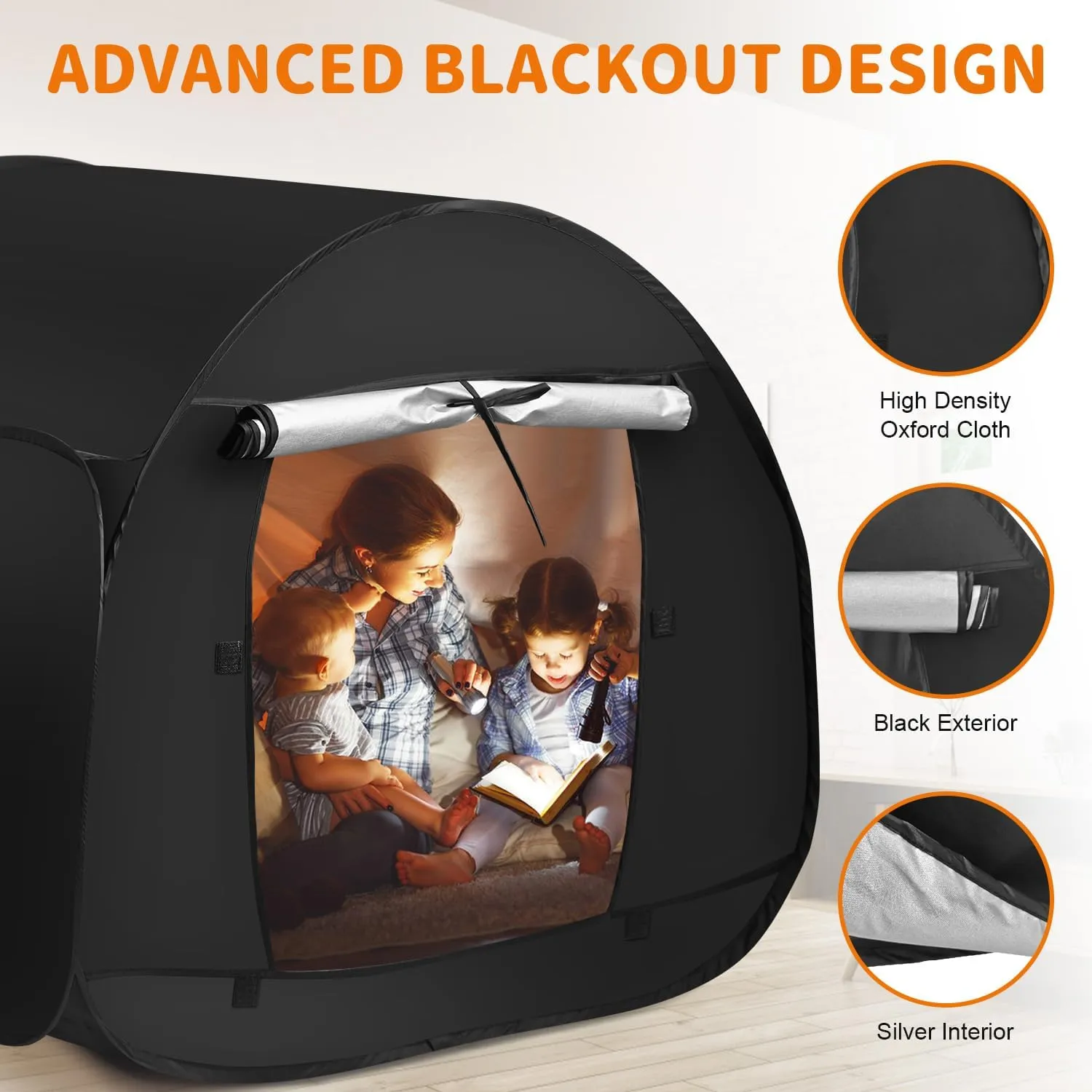 Sensory Tent for Kids with Autism - Calming Tent for Kids 5-7 Or Children 8-12, Reduce Anxiety & Improve Focus, Portable Pop-Up Blackout & Hideout (Medium Size)