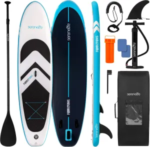 SereneLife 11’ Inflatable SUP - Pet-Friendly Stand-Up Paddle Board for Adults and Pet Ride Alongs - 33” Wide Stable Design with Non-Slip EVA Deck Pad, Premium SUP Accessories, 440 lbs. Capacity