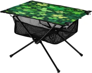 Shamrocks Pattern Portable Folding Camping Table, Compact Lightweight Beach Table with Carrying Bag for Outdoor Picnics, BBQs, Camp