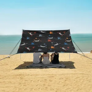 Shark Repeat Pattern Beach Camping Tent Sun Shelter for Whole Family, Beach Shade Canopy with UPF50  UV Protection,Easy Set Up and Carry,Outdoor Shade for Trips, Fishing, Backyard Fun Picnics