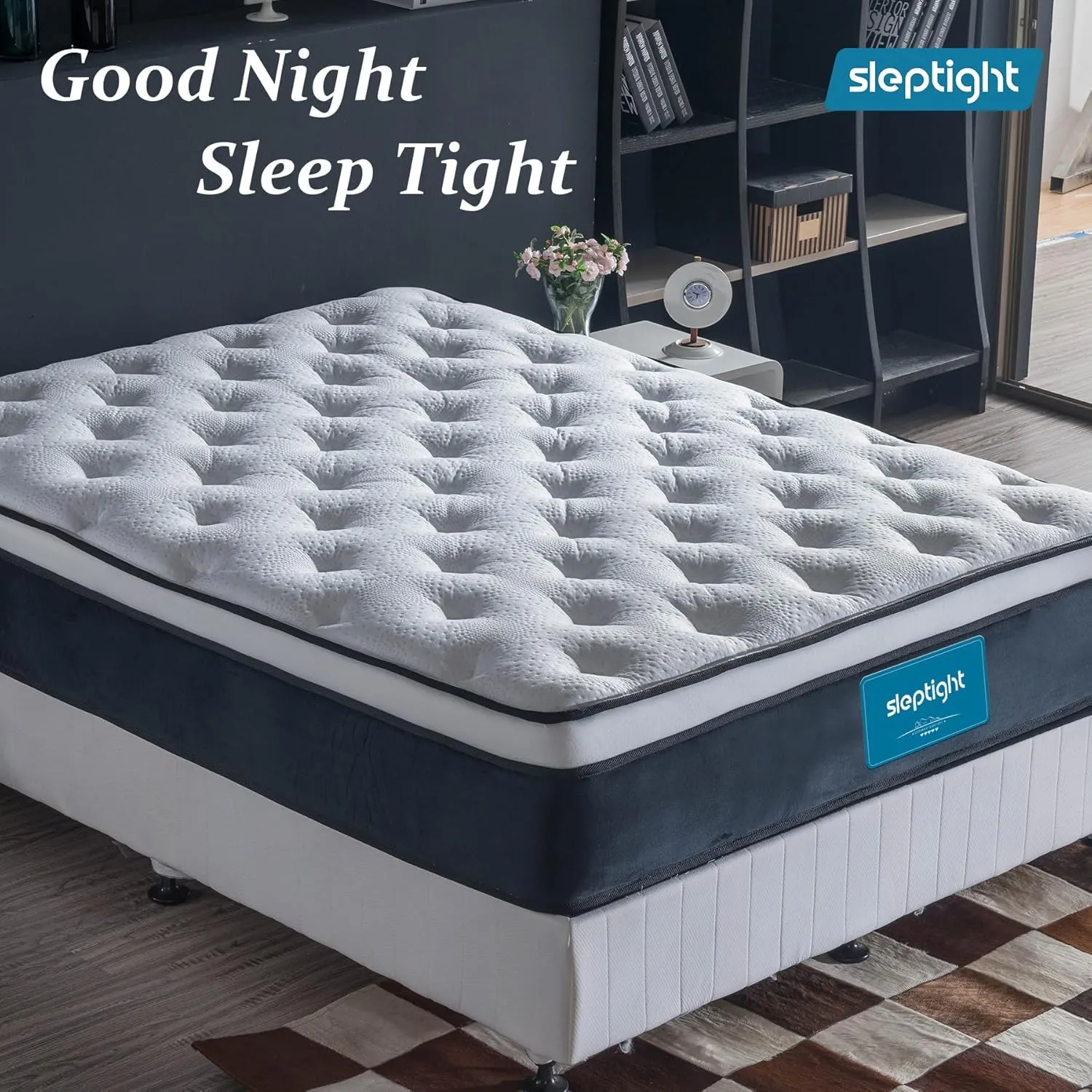 Short Queen Mattress, 12 Inches Pillow Top Hybrid RV Mattress in a Bag, Pocket Spring for Medium Firm Pressure Relief Camper