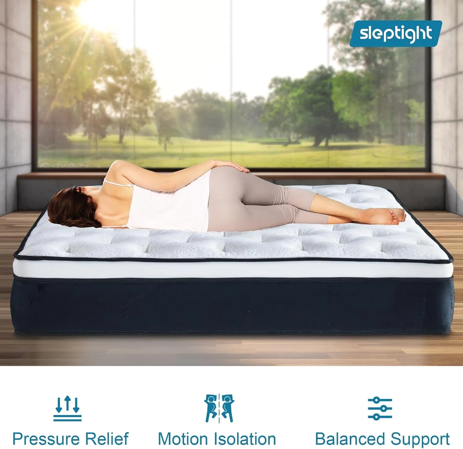Short Queen Mattress, 12 Inches Pillow Top Hybrid RV Mattress in a Bag, Pocket Spring for Medium Firm Pressure Relief Camper