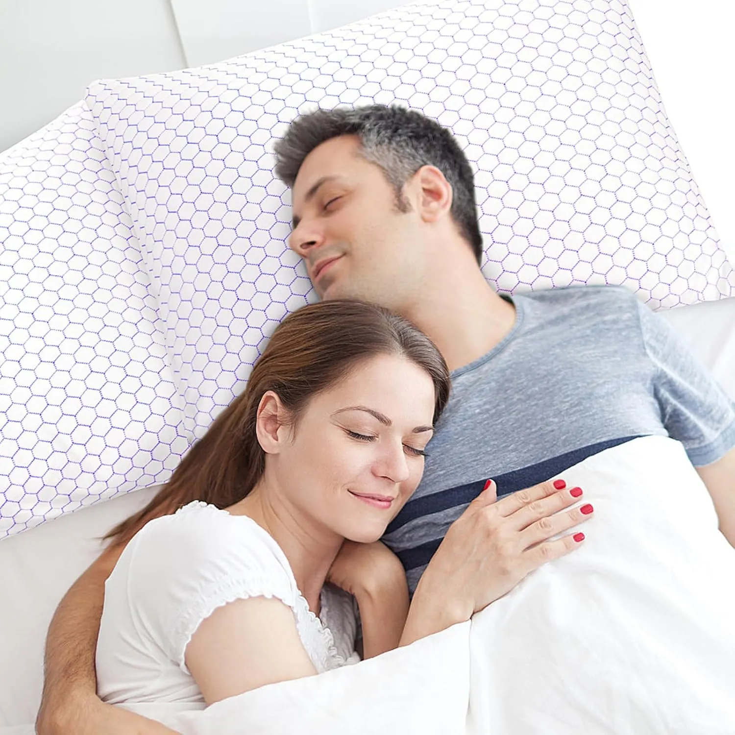 Shredded Memory Foam Pillow for Sleeping, Cooling Bed Pillows Set of 2, Adjustable Pillows for Side, Back, Stomach Sleepers with Washable Pillowcase (Queen Size)