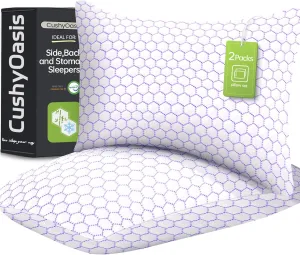 Shredded Memory Foam Pillow for Sleeping, Cooling Bed Pillows Set of 2, Adjustable Pillows for Side, Back, Stomach Sleepers with Washable Pillowcase (Queen Size)