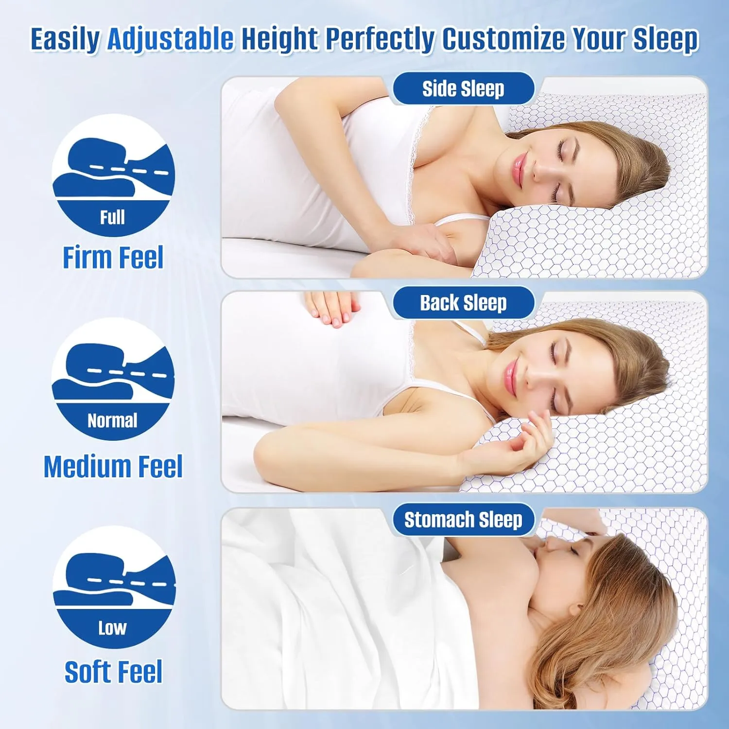 Shredded Memory Foam Pillow for Sleeping, Cooling Bed Pillows Set of 2, Adjustable Pillows for Side, Back, Stomach Sleepers with Washable Pillowcase (Queen Size)