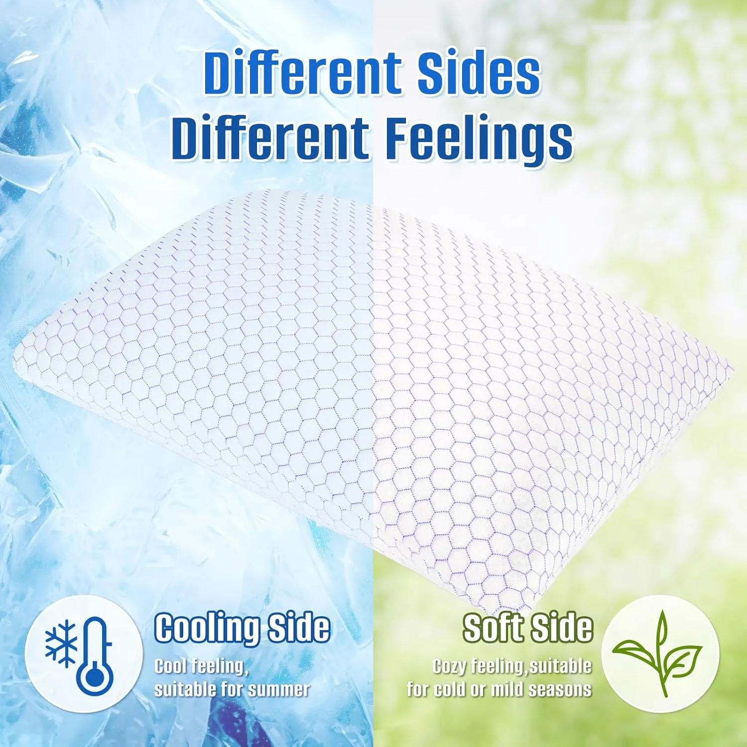 Shredded Memory Foam Pillow for Sleeping, Cooling Bed Pillows Set of 2, Adjustable Pillows for Side, Back, Stomach Sleepers with Washable Pillowcase (Queen Size)