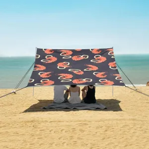 Shrimp Squid Ring Seafood Beach Camping Tent Sun Shelter for Whole Family, Beach Shade Canopy with UPF50  UV Protection,Easy Set Up and Carry,Outdoor Shade for Trips, Fishing, Backyard Fun Picn