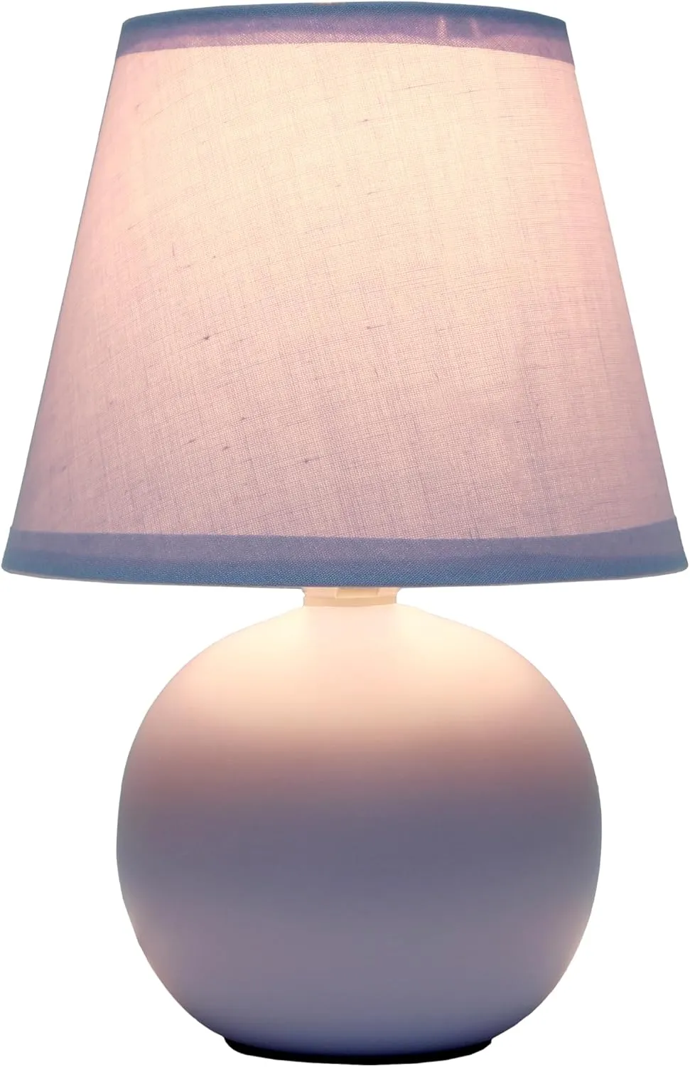 Simple Designs LT1196-PRP-2PK 8.66" 2-Pack Chic Little Globe Ceramic Table Lamp Set with Matching Tapered Shade, for Living Room, Bedroom, Office, Purple