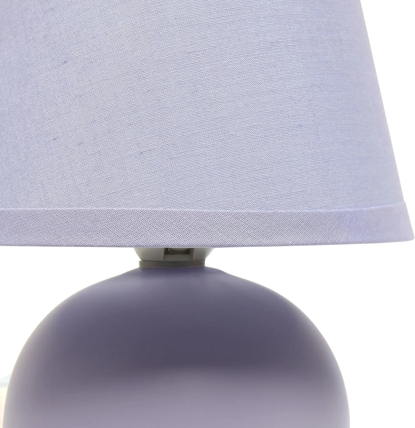 Simple Designs LT1196-PRP-2PK 8.66" 2-Pack Chic Little Globe Ceramic Table Lamp Set with Matching Tapered Shade, for Living Room, Bedroom, Office, Purple
