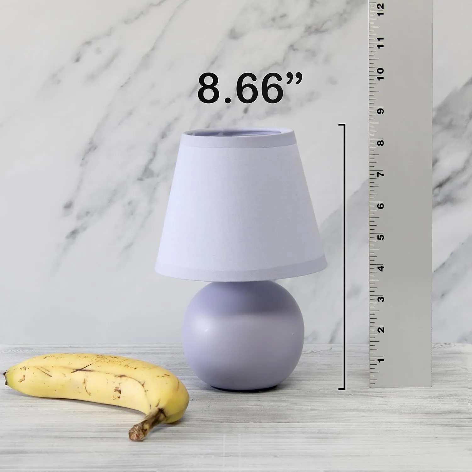 Simple Designs LT1196-PRP-2PK 8.66" 2-Pack Chic Little Globe Ceramic Table Lamp Set with Matching Tapered Shade, for Living Room, Bedroom, Office, Purple