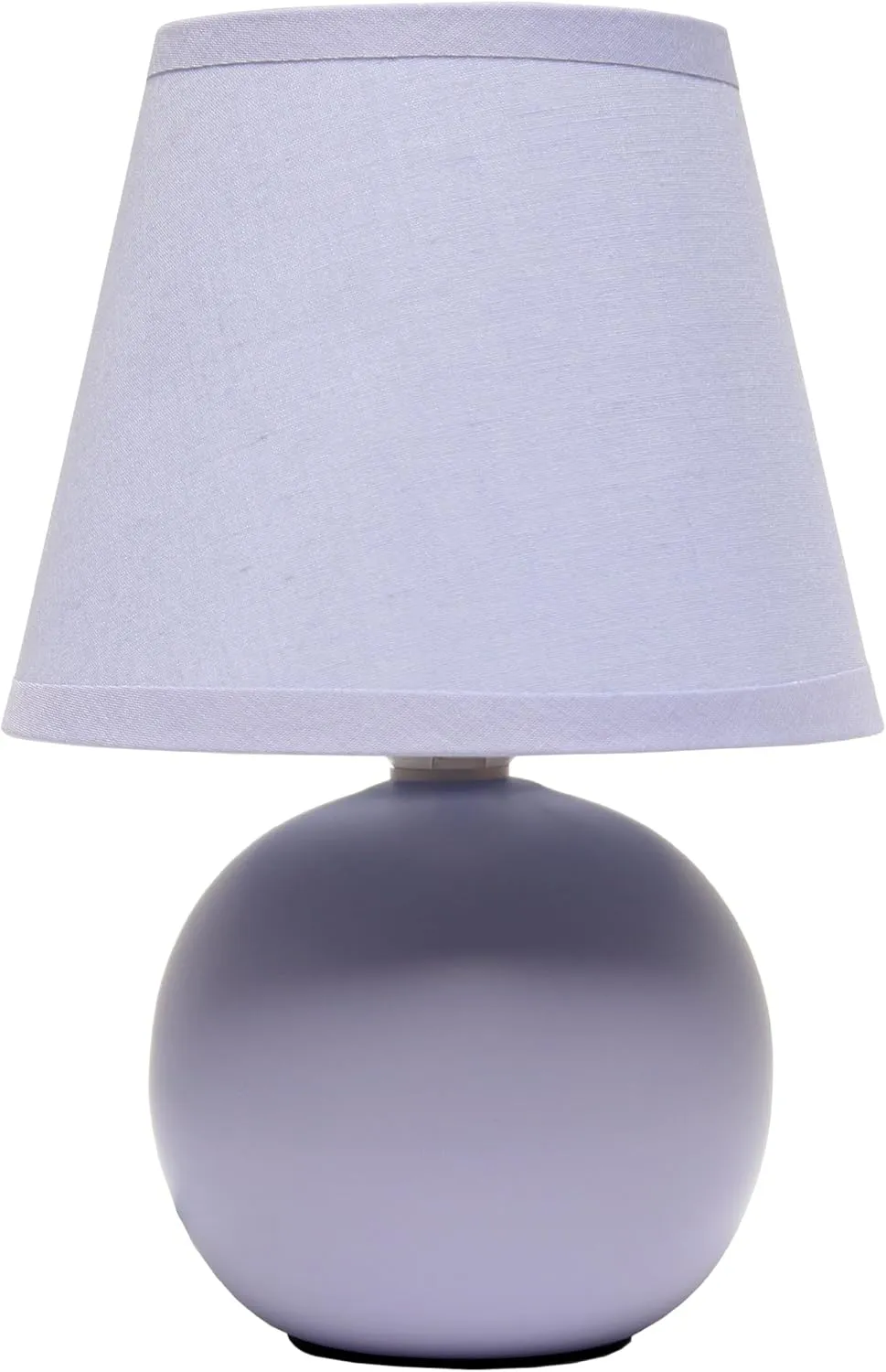 Simple Designs LT1196-PRP-2PK 8.66" 2-Pack Chic Little Globe Ceramic Table Lamp Set with Matching Tapered Shade, for Living Room, Bedroom, Office, Purple
