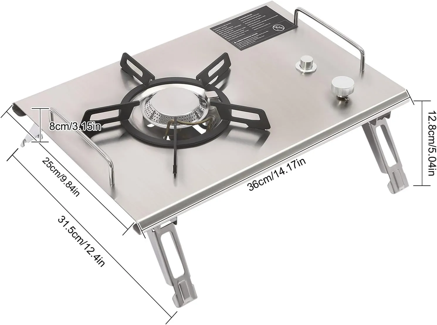 Single-Burner Portable Gas Stove,Foldable Butane Stove, Stainless Steel Portable Stove,Electronic Ignition Outdoor Camping Cooking Stove (Stainless Steel)