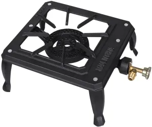 Single Propane Outdoor Burner, Cast Iron Propane LPG Gas Cooker, Portable Outdoor Stove for Camping Cooking, Barbecue Grilling, Tailgating, Hiking, and More, Not Include Adapter