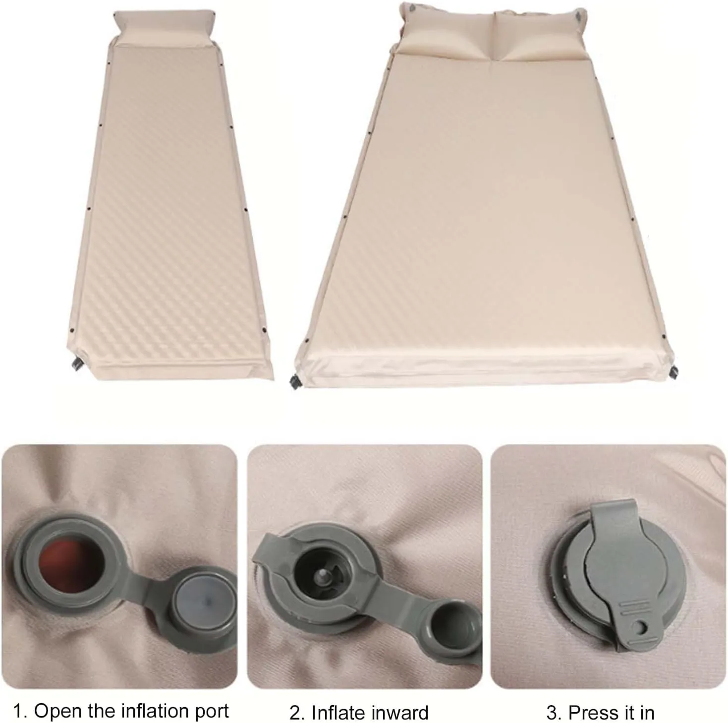 Single/Double Inflatable Sleeping Pad,Ultralight Portable Automatic Inflatable Mattress,Camping Mattress with Pillow,Quick Inflation Sleeping Bed for Backpacking,Hiking,Traveling (Single Person,3cm)