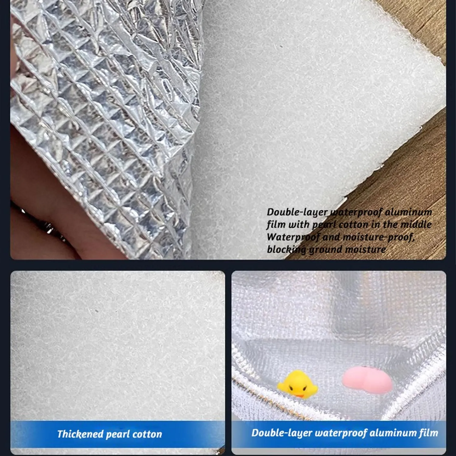 Sleeping Mats Double Sided Aluminum Foil Camping Mat Picnic Mat Insulating Thermal Mat Foil Foam Pad for Reflecting Heat Foil Camping Mat, with Storage Bag