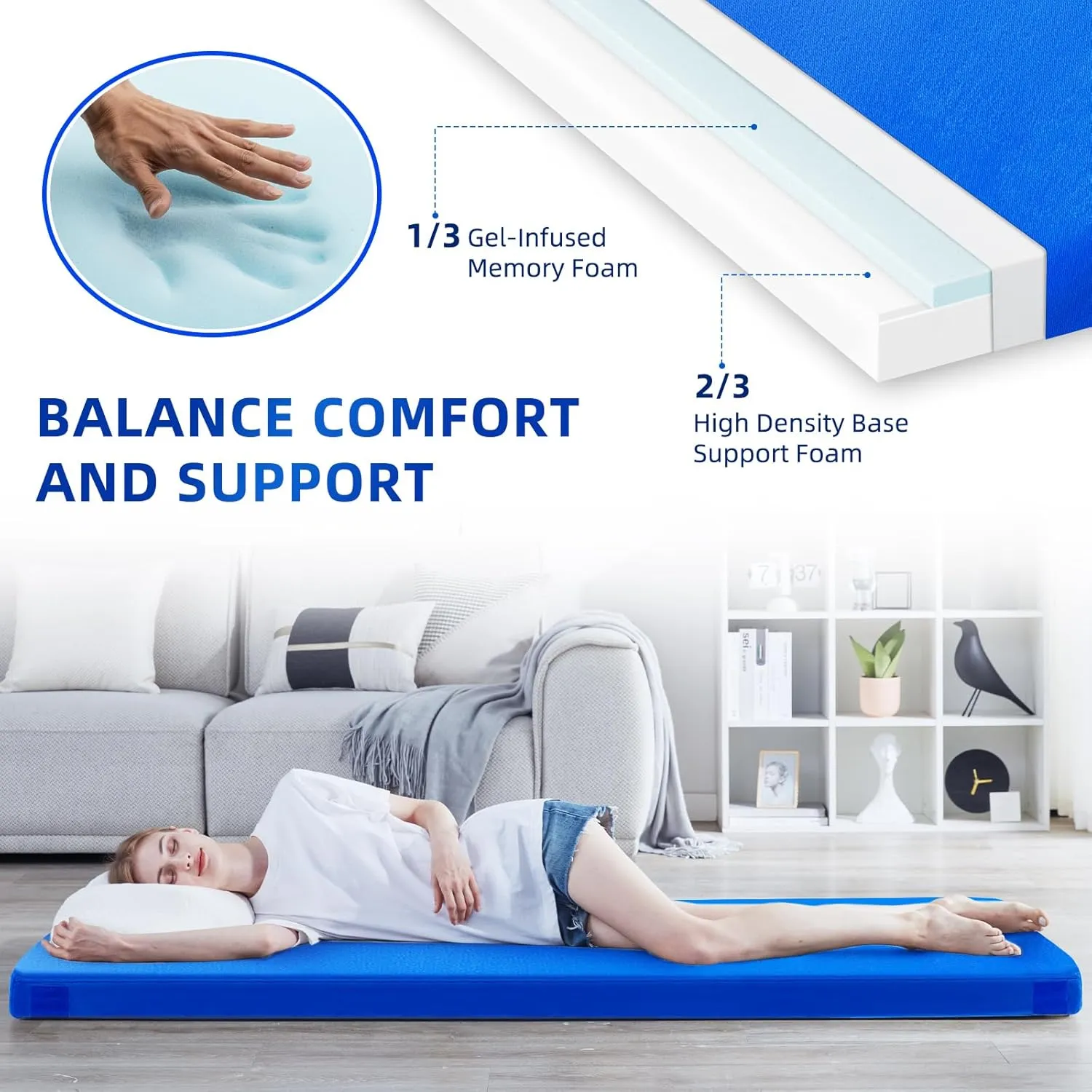 Sleeping Pad for Adults, Comfortable Thick Floor Sleeping Mats for Car Truck Tent with Removable Travel Bag