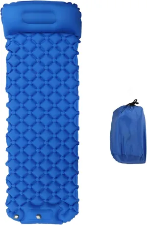 Sleeping Pad for Camping, Camping Sleeping Pad, Ultralight Inflatable Sleeping Mat with Built in Foot Pump & Pillow, Upgraded Compact Camping Air Mattress for Camping, Backpacking (Dark Blue)